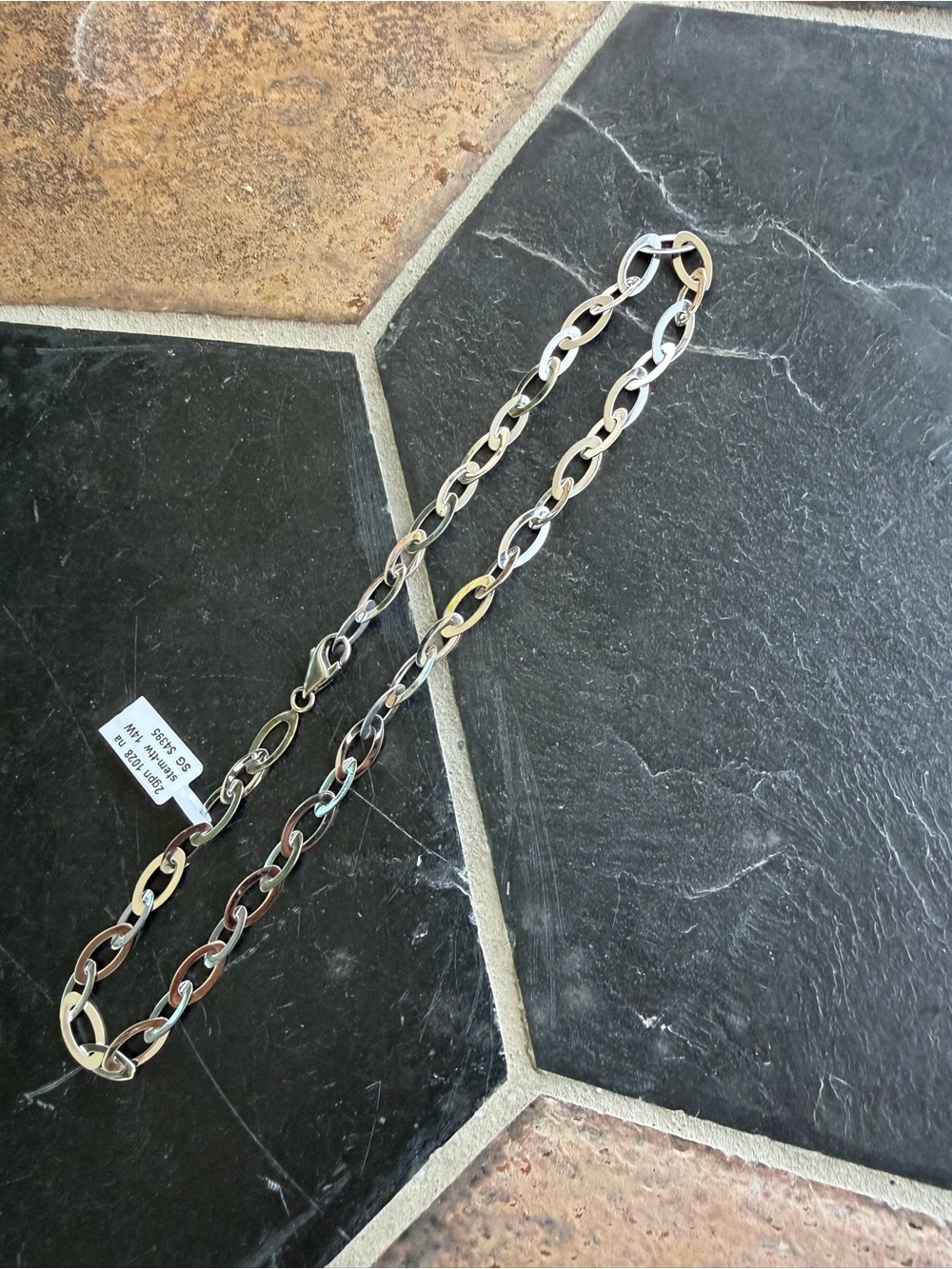 14kt White Gold Link Chain Necklace 18” long